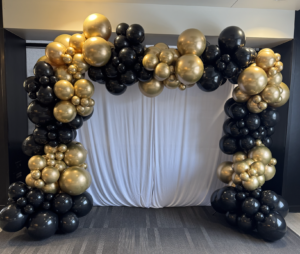 Balloon Garland + Curtain Backdrop