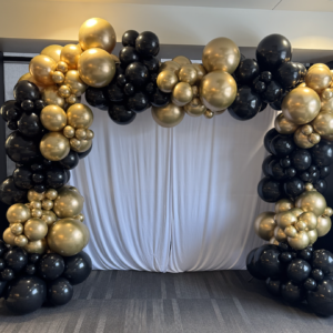 Balloon Garland + Curtain Backdrop