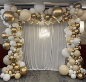 Balloon Garland + Curtain Backdrop