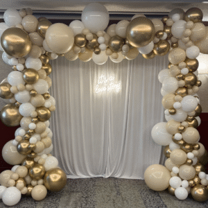 Balloon Garland + Curtain Backdrop