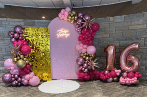 Sweet 16 Balloon Garland Backdrop