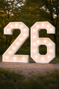 Handcrafted Class of 26 Marquee Lights – 4’ Tall Wooden Numbers