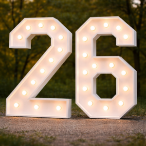 Handcrafted Class of 26 Marquee Lights – 4’ Tall Wooden Numbers