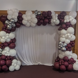 Balloon Garland + Curtain Backdrop